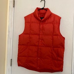 Lands End Men Puffer Vest Orange Down Sz M 38-40